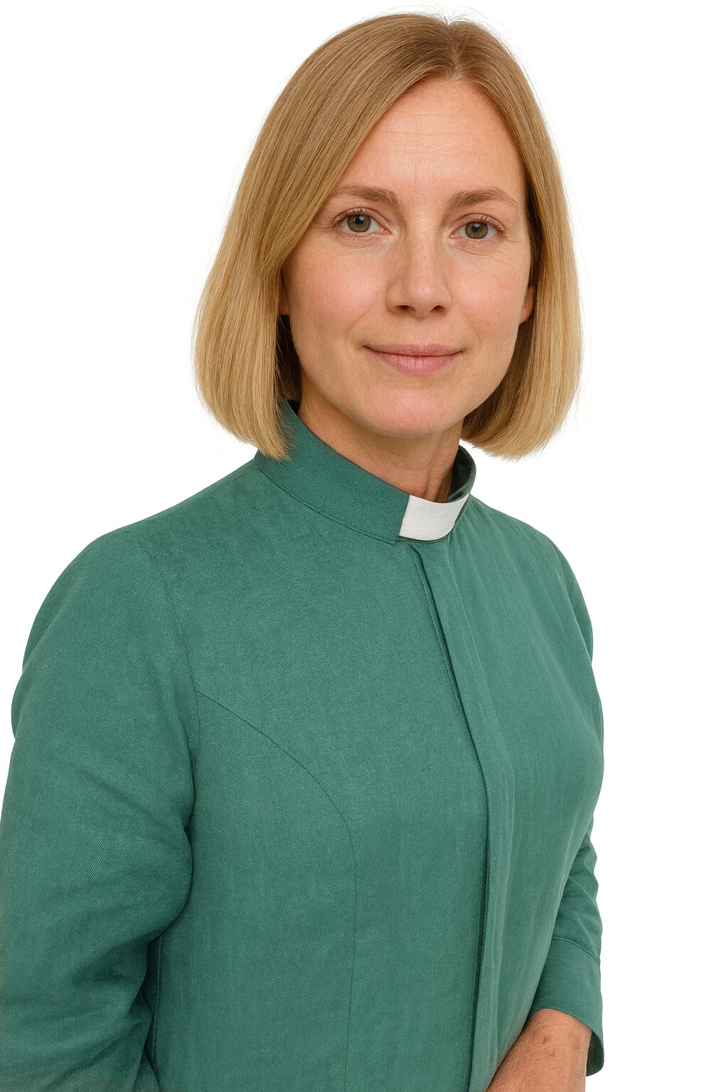 Diakonskjorta 100% linne för kvinnor A-line grön