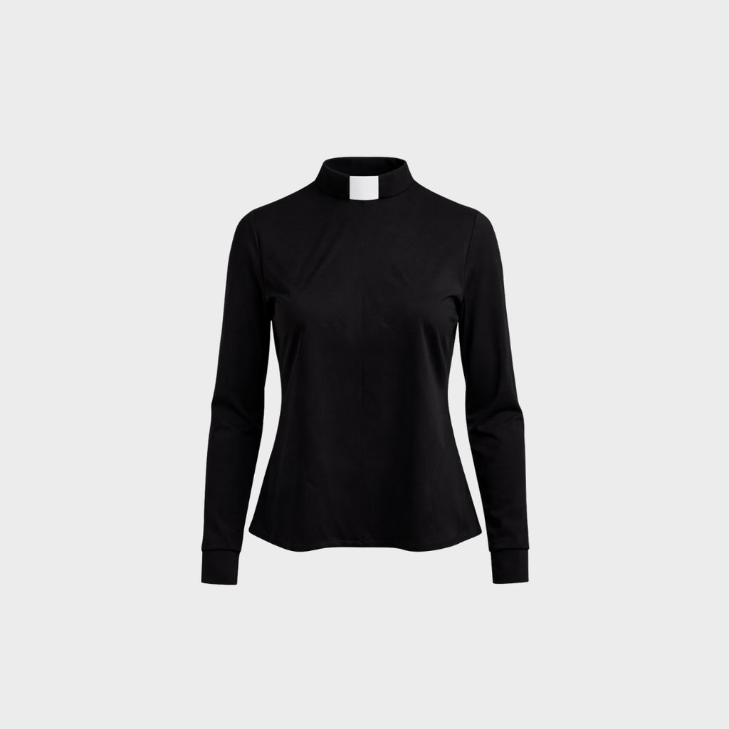 Långärmad prästtröja svart