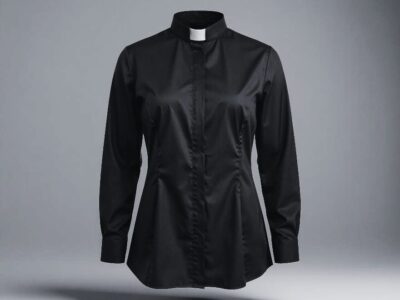 ProudPriest-A svart prästskjorta dam med A-linje poplin