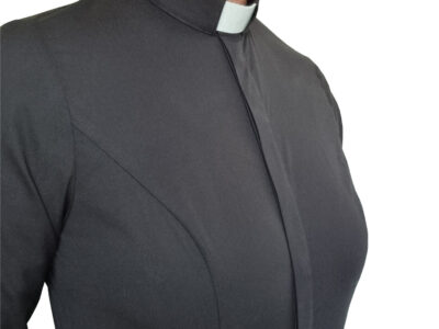 ProudPriest-A svart prästskjorta dam med A-linje poplin