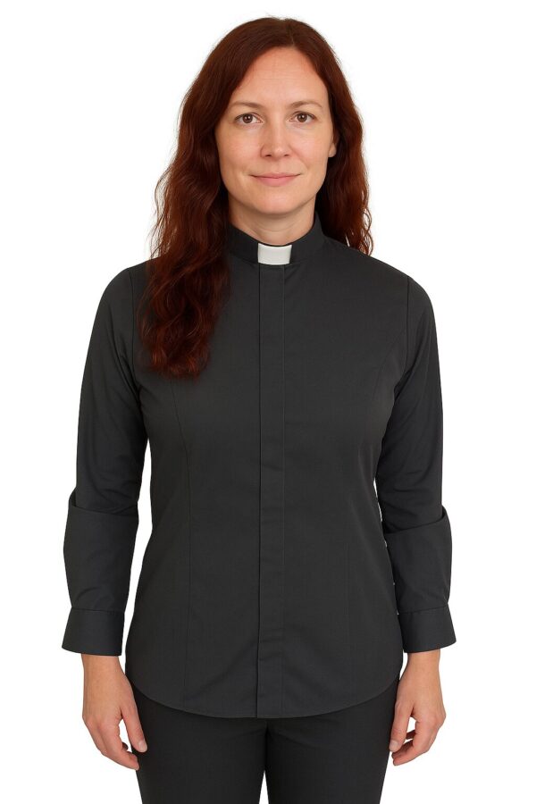 ProudPriest svart prästskjorta dam poplin - Bild 5